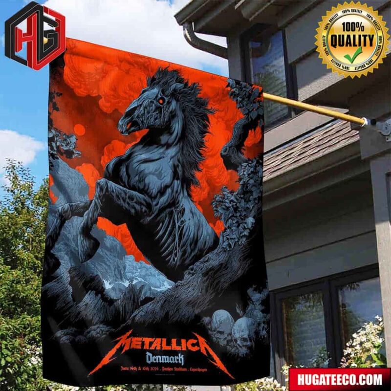 Metallica M72 World Tour Den Mark on June 14th And 16 th 2024 At Parken Stadium Copenhagen Poster 3 Of 5 From Ken Taylor Garden House Flag