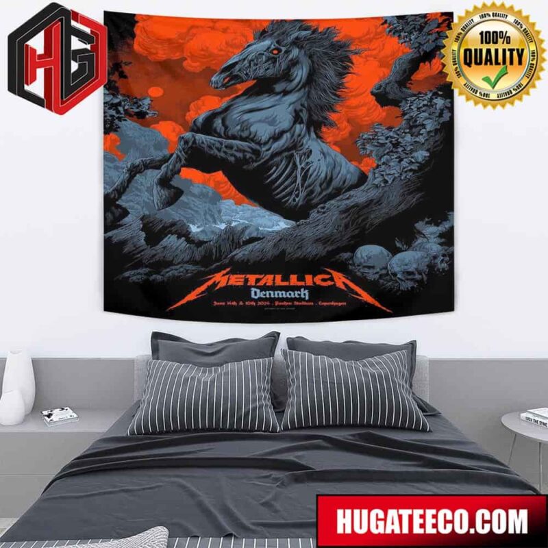 Metallica M72 World Tour Den Mark on June 14th And 16 th 2024 At Parken Stadium Copenhagen Poster 3 Of 5 From Ken Taylor Home Decor Tapestry