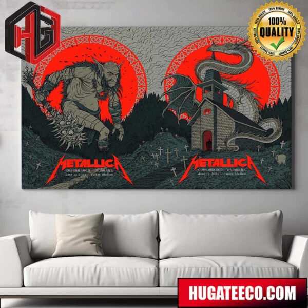 Metallica M72 World Tour No Repeat Weekend Combined Two Nights At Parken Stadium Copenhagen Denmark On June 14th And 16th 2024 Home Decor Poster Canvas