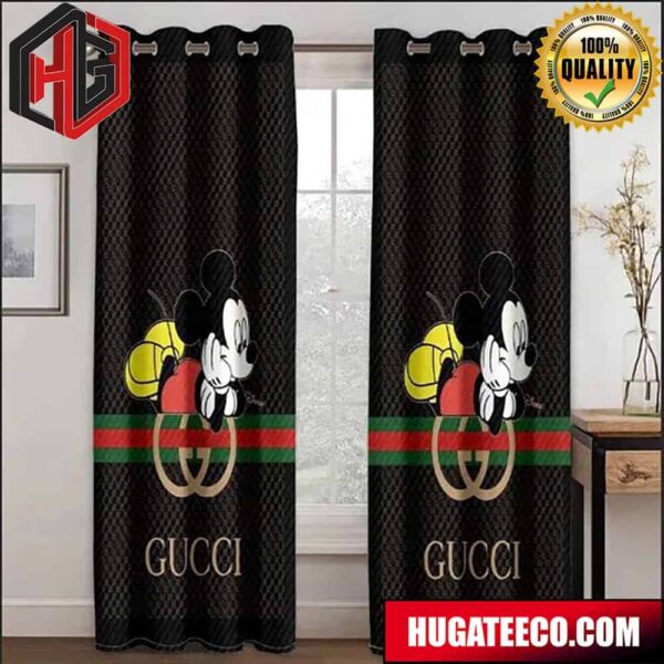 Mickey Mouse Gucci Logo Fashion Luxury Brand Home Decor For Living Room And Bed Room Window Curtains