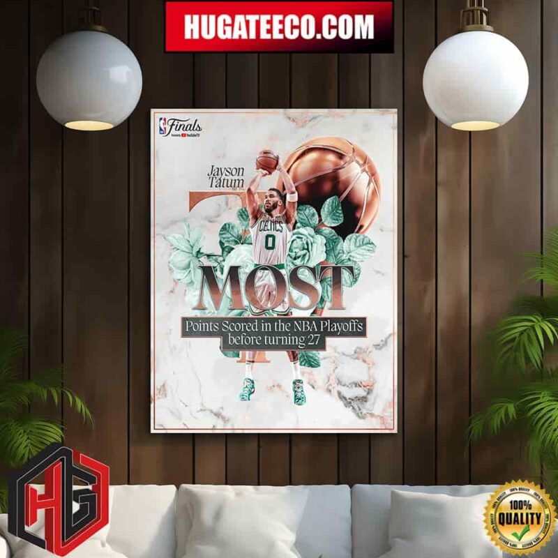 More History For Jayson Tatum Boston Celtics The Most Points Scored In The NBA Playoffs Before Turning 27 Home Decor Poster Canvas