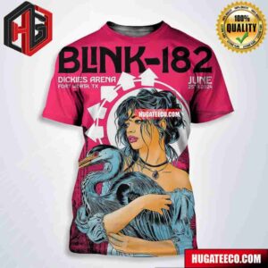 Official Blink-182 Poster For The June 25 2024 Show At Dickies Arena In Fort Worth Tx All Over Print Shirt