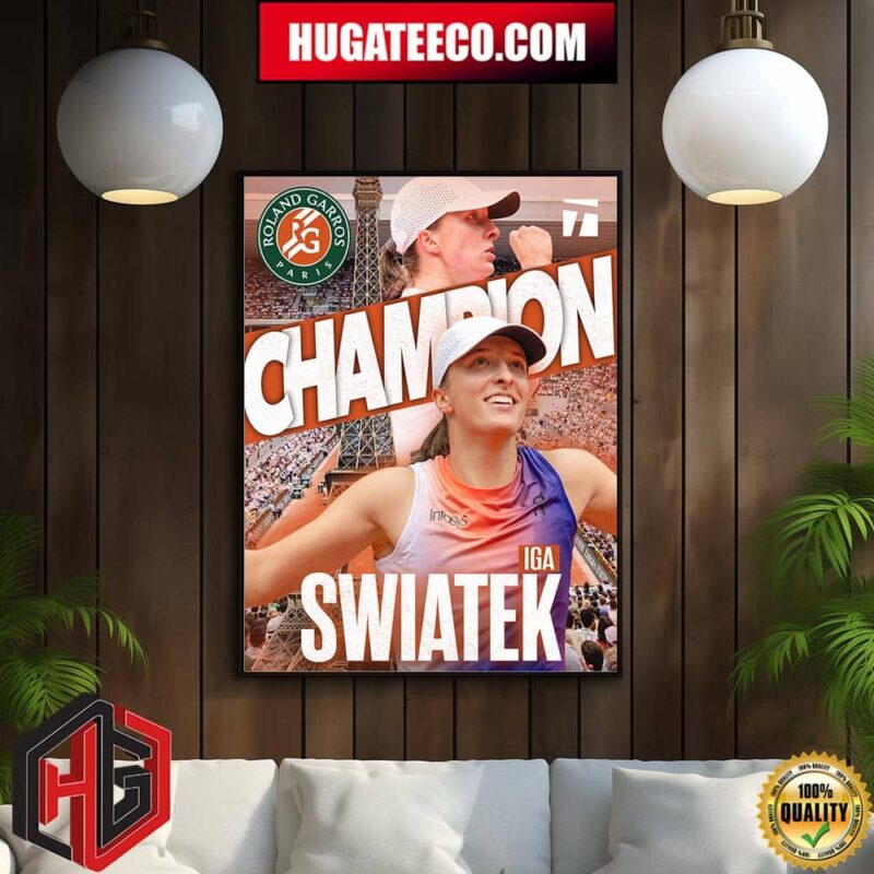 Official Iga Swiatek Champion Roland Garros Paris 2024 Ig4 The Championships Wimbledon Home Decor Poster Canvas