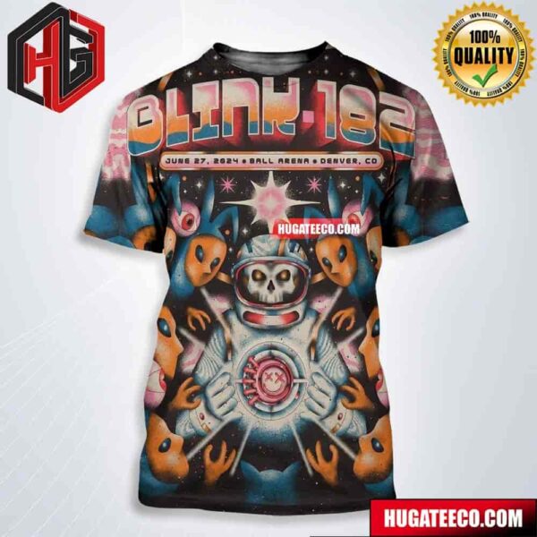 Official Poster Design For Blink-182 Show In Ball Arena Denver Co On June 27 2024 All Over Print Shirt