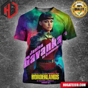 Official Poster For Borderlands Janina Gavankar As Commander Knoxx From The Producer Of Uncharted Spider-Man And Venom In Theaters And IMAX August 9 3D All Over Print Shirt