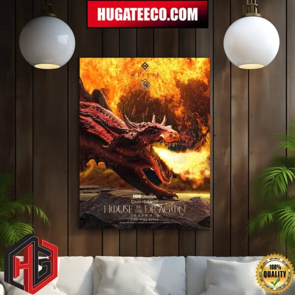 Official Poster For House Of The Dragon Game Of Thrones Season 2 Fire Will Reign Home Decor Poster Canvas