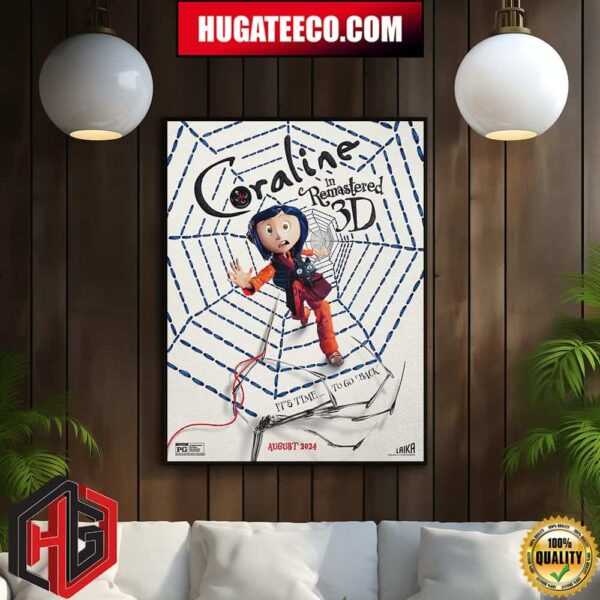 Official Poster For The 3D Remastered Edition Of Coraline In Theaters On August 15 Home Decor Poster Canvas