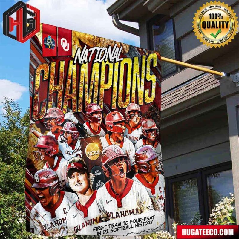 Oklahoma Sooners Women’s Softball Defeats Texas To Sweep The Championship Finals And Become The First Team In NCAA Softball History To Win Four Consecutive National Championships Garden House Flag