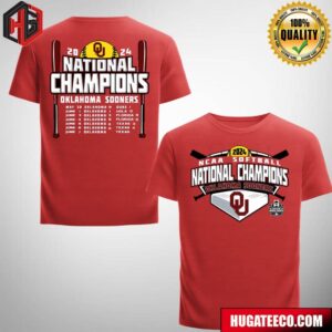 Oklahoma Sooners 2024 NCAA Softball Women’s College World Series Champions Schedule Two Sides Unisex T-Shirt