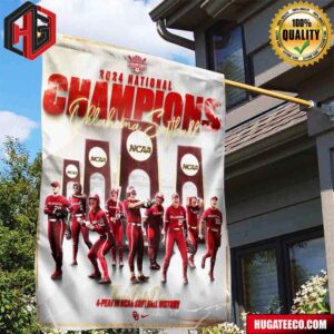 Oklahoma Sooners Womens Softball X Nike 2024 National Champions There Is Only One 4-Peat In NCAA Softball History Garden House Flag (1)