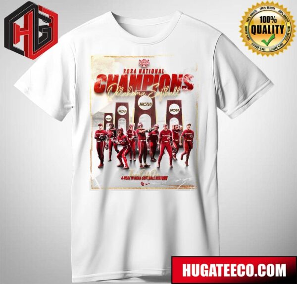 Oklahoma Sooners Womens Softball X Nike 2024 National Champions There Is Only One 4-Peat In NCAA Softball History T-Shirt
