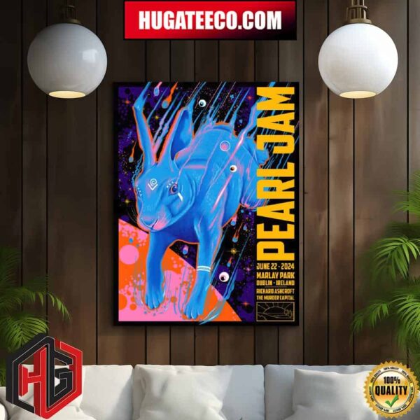 Pearl Jam Poster Art By Doaly For Marlay Park Dublin Ireland Richard Ashcroft The Murder Capital On June 22nd 2024 Home Decor Poster Canvas
