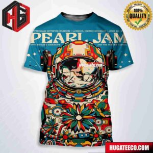 Pearl Jam With Richard Ash Croft And The Muder Capital At Tottenham Hotspur Stadium In London United Kingdom On June 29 2024 Event Poster Artists By Van Orton 3D T-Shirt