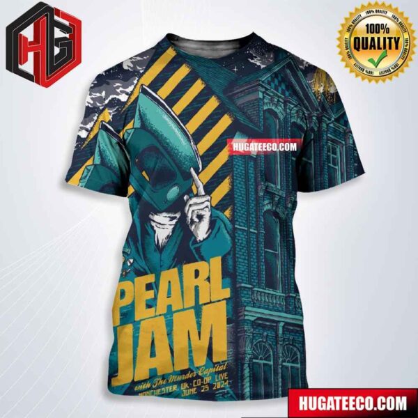 Pearl Jam With The Murder Capital Dark Matter World Tour 2024 Event Poster In Manchester UK CO-OP Live On June 25 2024 All Over Print Shirt