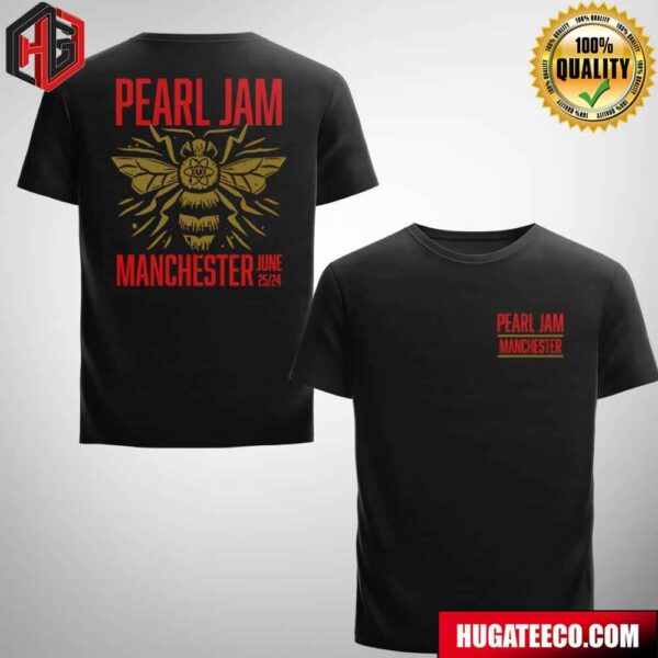 Pearl Jam With The Murder Capital Dark Matter World Tour 2024 Event Poster In Manchester UK CO-OP Live On June 25 2024 Two Sides Merchandise T-Shirt