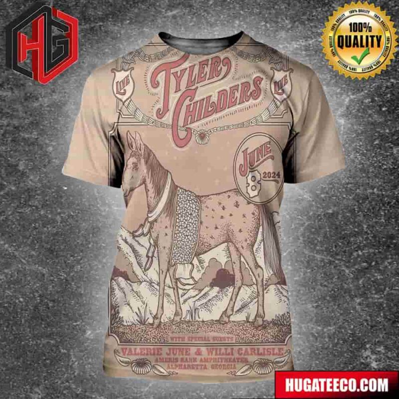 Poster For Tyler Childers With Special Guest June 8 2024 In Alpharetta Ga All Over Print Shirt