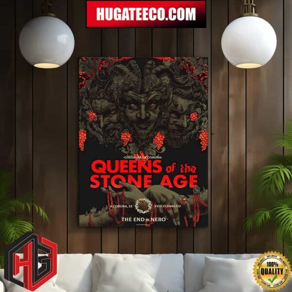 Queens Of The Stone Age Tour The End Is Nero Coliseum Da Coruna XVIII VI MMXXIV Home Decor Poster Canvas