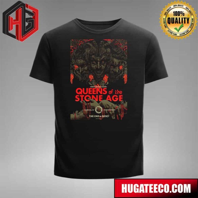 Queens Of The Stone Age Tour The End Is Nero Coliseum Da Coruna XVIII VI MMXXIV Unisex T-Shirt