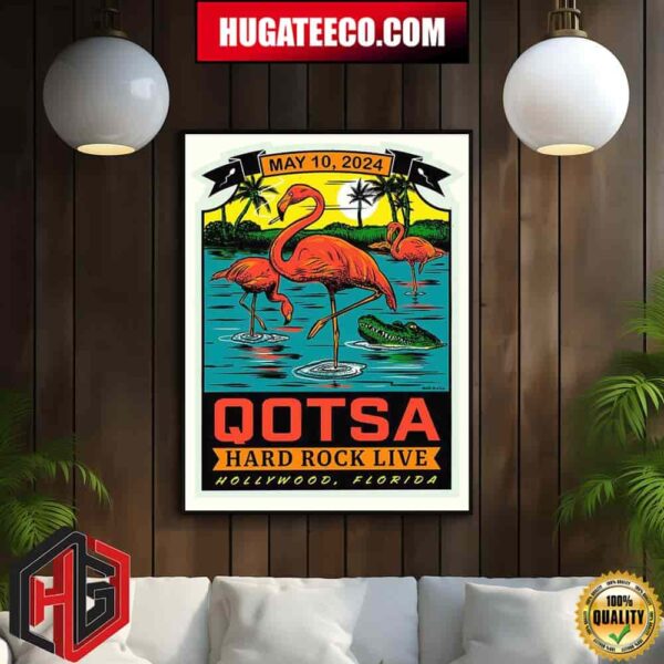 Queens Of The Stone Age Poster Commemorating The Hard Rock Live Show In Hollywood Florida On May 24th 2024 Memorial Home Decor Poster Canvas