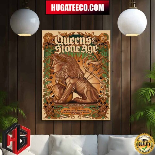 Queens Of The Stone Age The End Is Nero On 20 June 2024 Madrid ES Noches Del Botanico At Jardines Del Botanico Home Decor Poster Canvas