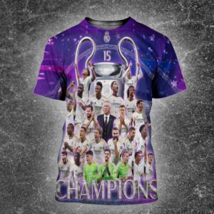 Real Madrid CF Are The Champions 15th Of Europe Champions UEFA League  All Over Print Shirt