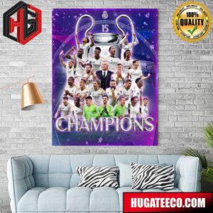 Real Madrid CF Are The Champions 15th Of Europe Champions UEFA League Home Decor Poster Canvas
