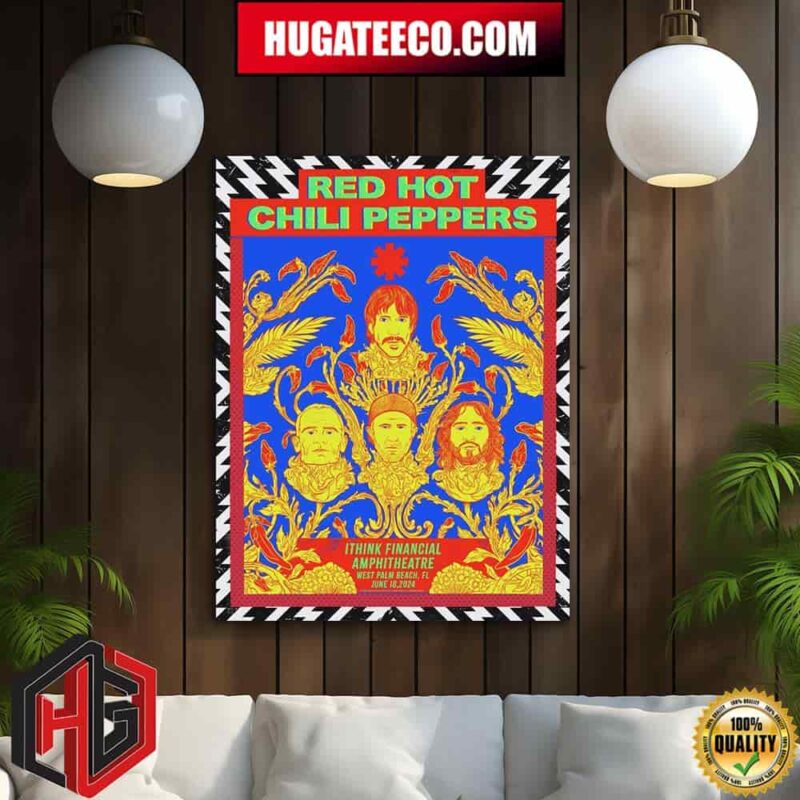 Red Hot Chili Peppers Concert Poster For West Palm Beach Fl On June 18 2024 Home Decor Poster Canvas