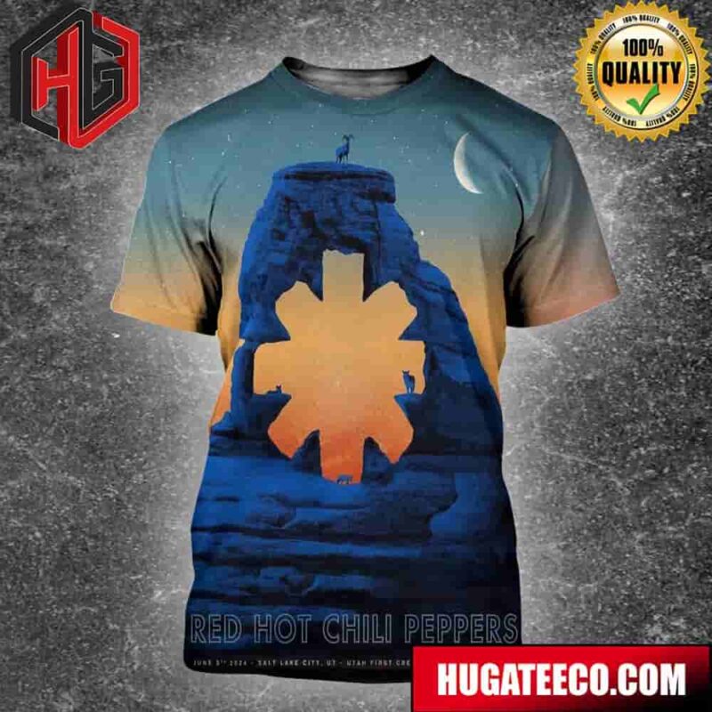 Red Hot Chili Peppers June 5th 2024 Salt Lake City UT Utah First Credit Union Aphitheatre Blue Color Background All Over Print Shirt