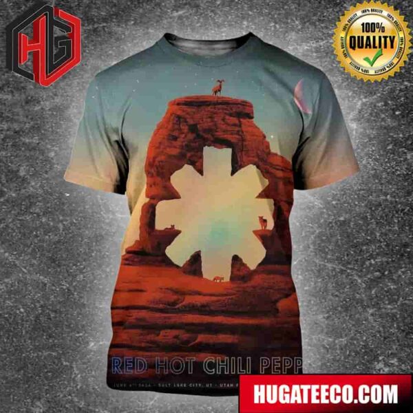 Red Hot Chili Peppers June 5th 2024 Salt Lake City UT Utah First Credit Union Aphitheatre Red Color Background All Over Print Shirt