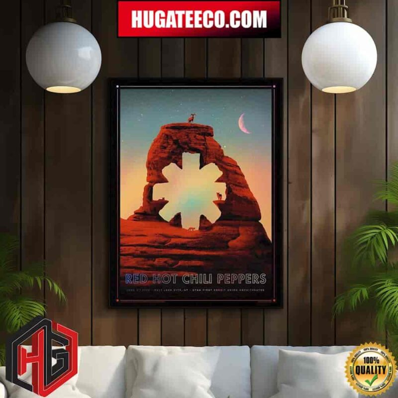 Red Hot Chili Peppers June 5th 2024 Salt Lake City UT Utah First Credit Union Aphitheatre Red Color Background Home Decor Poster Canvas