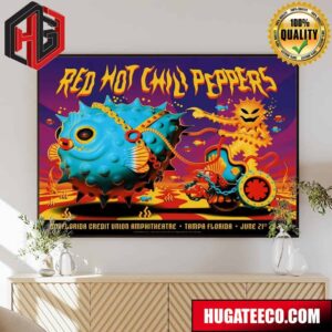 Red Hot Chili Peppers Screen Printed Concert Poster Midflorida Credit Union Amphitheatre Tampa Florida June 21st 2024 Home Decor Poster Canvas