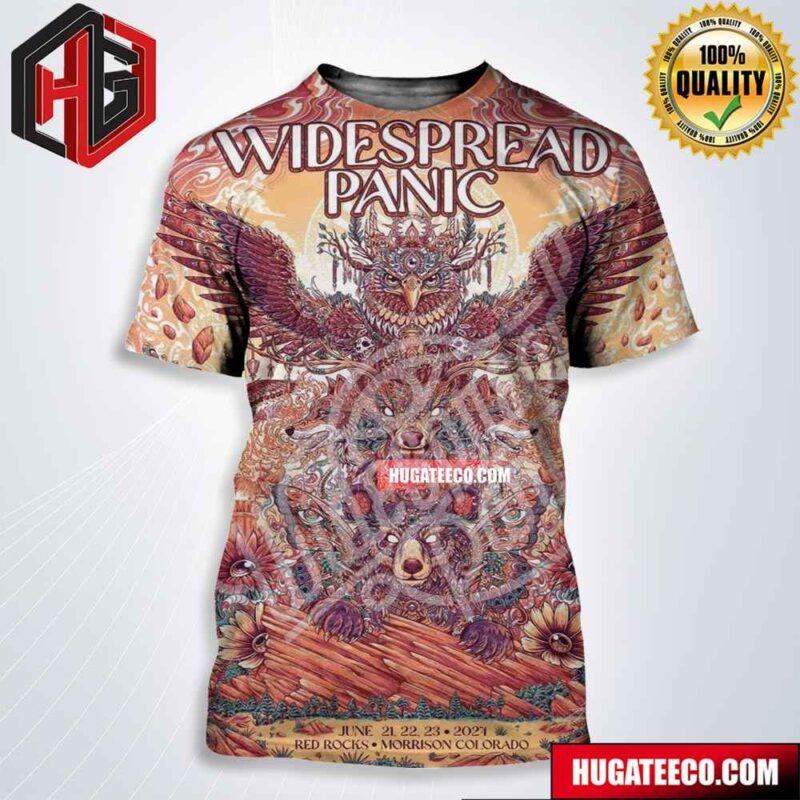 Red Rocks Merch Poster For Widespread Panic On June 21st 22nd 23rd 2024 All Over Print Shirt