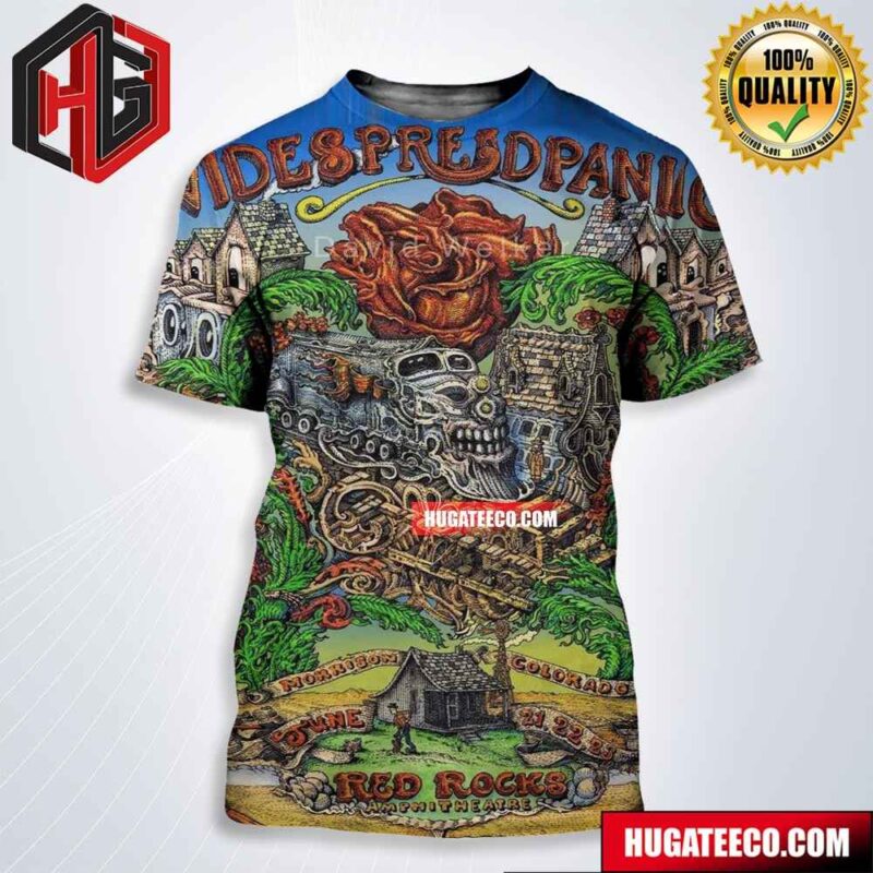 Red Rocks Merch Poster For Widespread Panic On June 21st 22nd 23rd 2024 At Red Rocks Amphitheatre Morrison Colorado All Over Print Shirt
