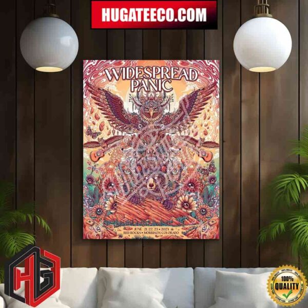 Red Rocks Merch Poster For Widespread Panic On June 21st 22nd 23rd 2024 Home Decor Poster Canvas