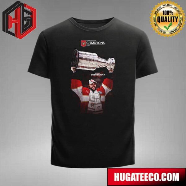 Sergei Bobrovsky And His Signature 2024 Stanley Cup Champion Florida Panthers T-Shirt