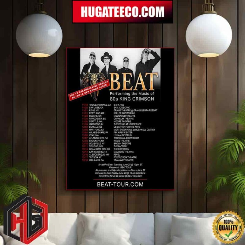Tool Effing Tool The Beat Tour 2024 Ft Danny Carey X Adrian Belew X Tony Levin X Steve Vai Performing The Music Of 80s King Crimson Schedule List Home Decor Poster Canvas
