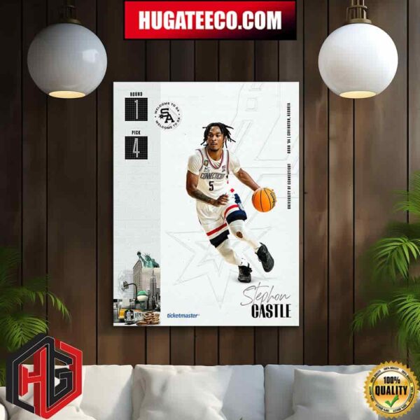With The 4th Pick Of The 2024 NBA Draft The San Antonio Spurs Select Stephon Castle Home Decor Poster Canvas