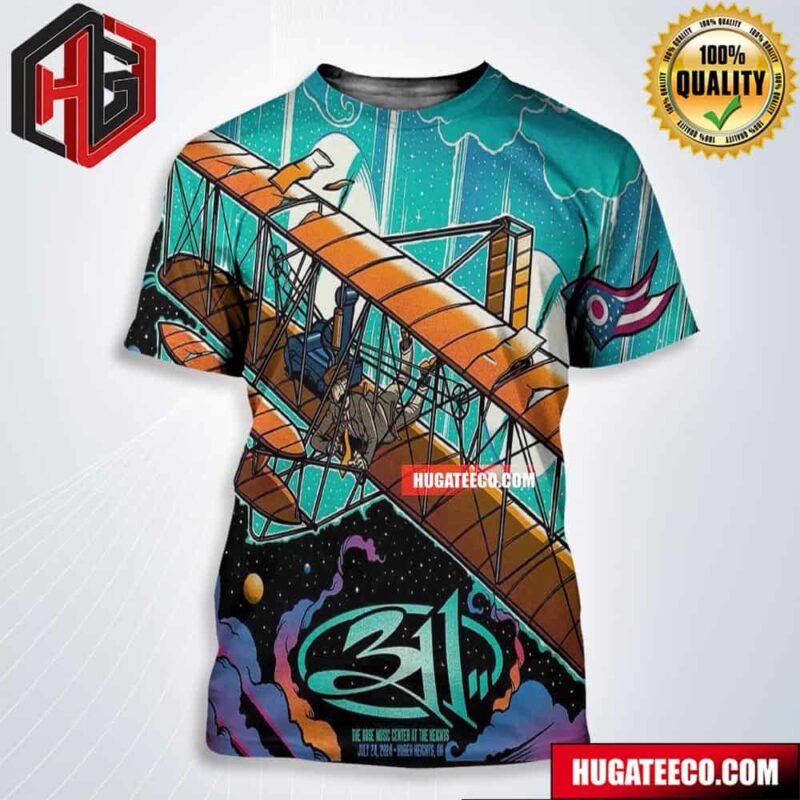 311 Three Eleven Band Merch Poster At The Rose Music Center At The Heichts On July 24 2024 In Huber Heichts Oh All Over Print Shirt