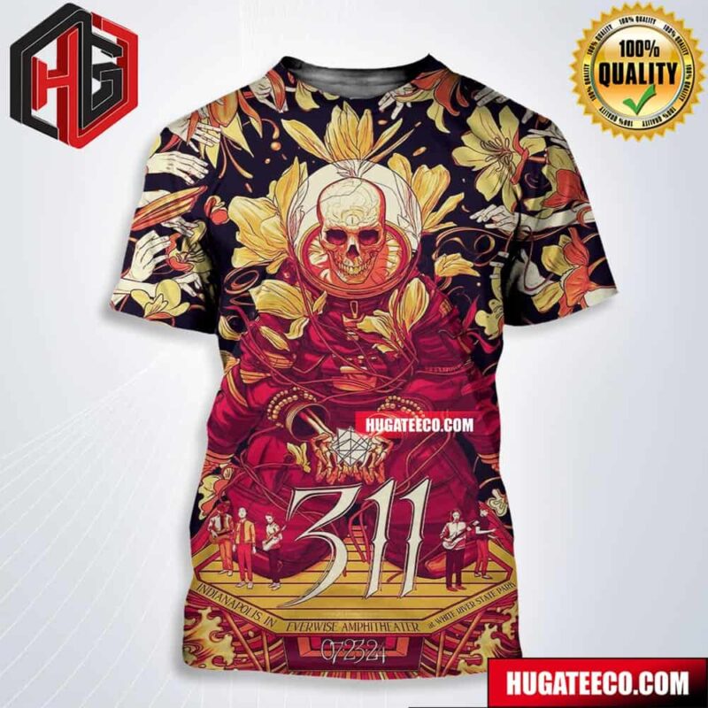 311 Three Eleven Band Merch Poster In Indianapolis In Everwise Amphitheater At White River State Park On 07 23 2024 All Over Print Shirt