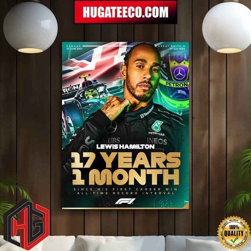 A Champion For The Ages F1 British Grand Prix Lewis Hamilton 17 Years 1 Month Since His First Career Win All-Time Record Interval Home Decor Poster Canvas
