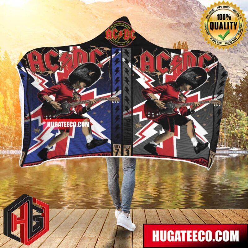 ACDC PWR Up London Tour 2024 Merch Poster At Wembley Stadium In England On July 3th 7th 2024 Hooded Blanket