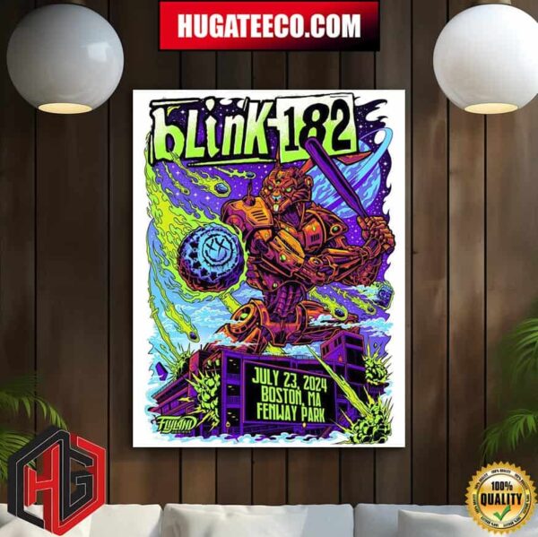 Blink-182 July 23 2024 One More Time Tour At Boston Ma Fenway Park Poster Concert Home Decor Poster Canvas