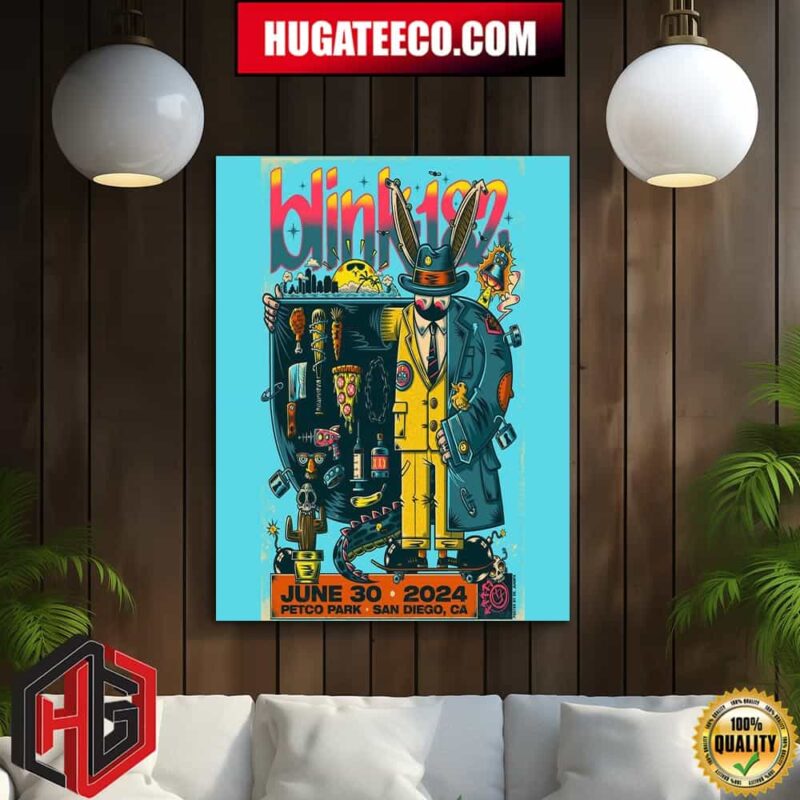 Blink-182 Poster For Show On June 30 2024 Petco Park San Diego Ca Home Decor Poster Canvas
