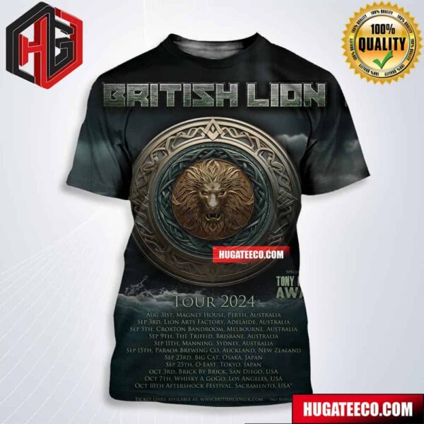 British Lion Tour 2024 With Tony Moore’s Awake Are Excited To Announce Their First Ever Tour Of Australia New Zealand Japan And The Us West Coast Schedule List All Over Print Shirt