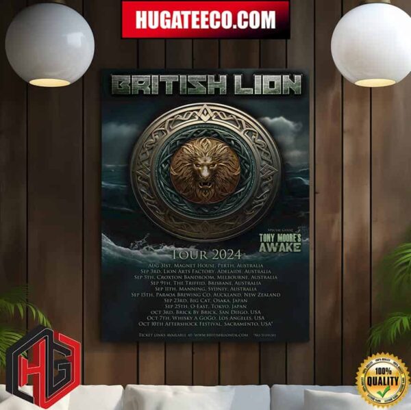 British Lion Tour 2024 With Tony Moore’s Awake Are Excited To Announce Their First Ever Tour Of Australia New Zealand Japan And The Us West Coast Schedule List Home Decor Poster Canvas