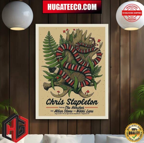 Chris Stapleton Featuring The Honchos With Allen Stone And Nikki Lane Show July 26 2024 At Rv Inn Style Resorts Amphitheater In Ridgefield Washington Poster Canvas