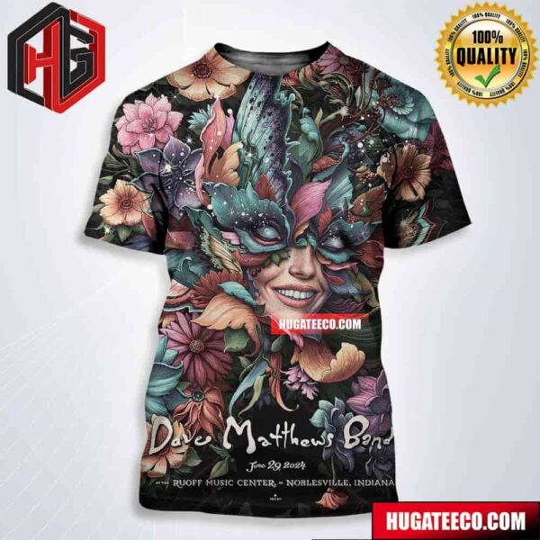 Dave Mathews Band On June 29 2024 At The Ruoff Music Center In Noblesville Indiana Colors 2 Art By N C Winters All Over Print Shirt