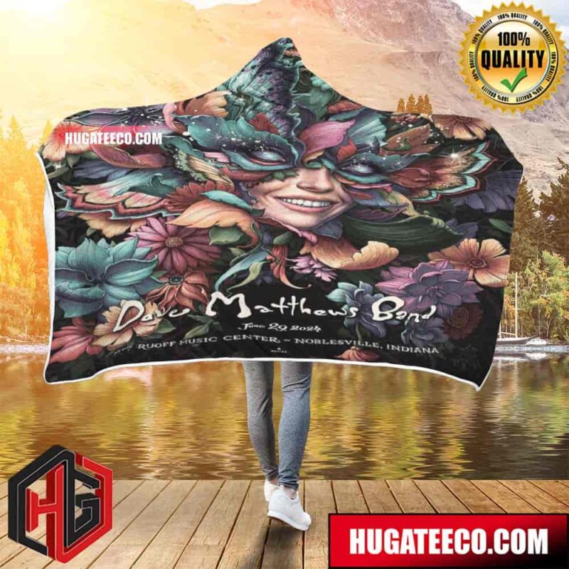 Dave Mathews Band On June 29 2024 At The Ruoff Music Center In Noblesville Indiana Colors 2 Art By N C Winters Hooded Blanket