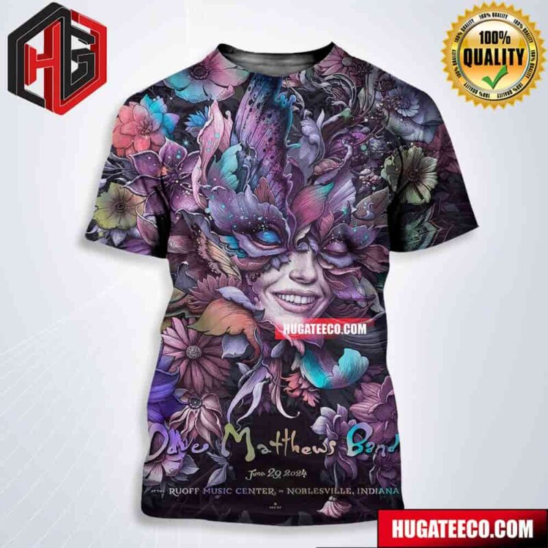 Dave Mathews Band On June 29 2024 At The Ruoff Music Center In Noblesville Indiana Colors 3 Art By N C Winters All Over Print Shirt