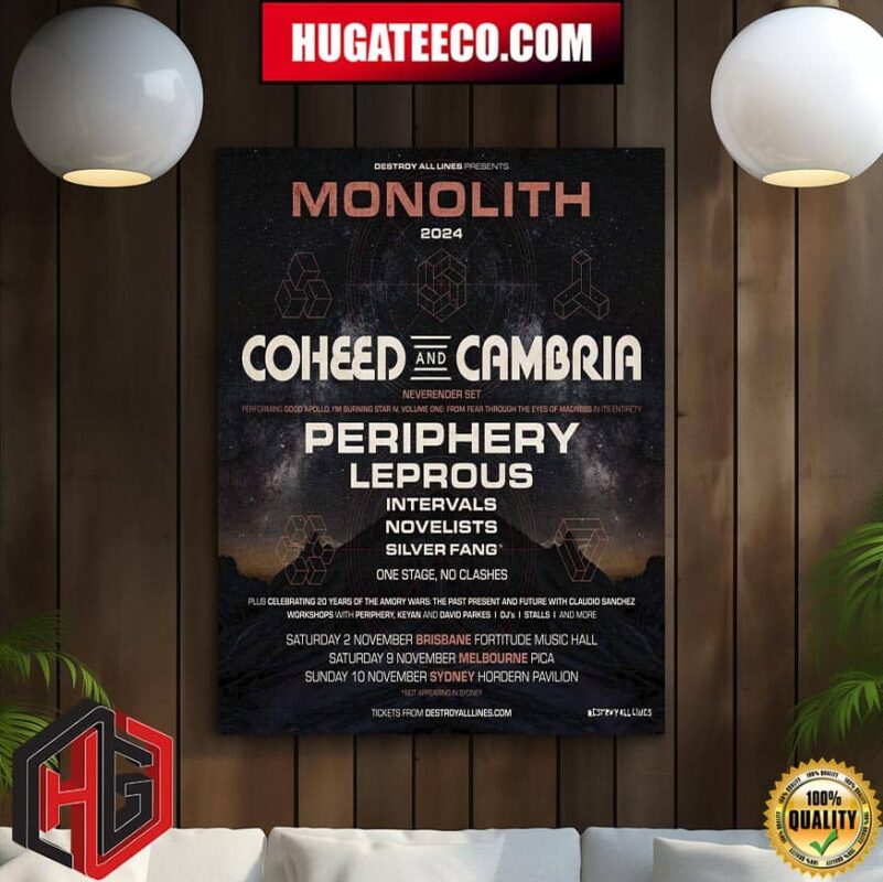 Destroy All Lines Presents Monolith 2024 Coheed And Cambria Returns This November Home Decor Poster Canvas